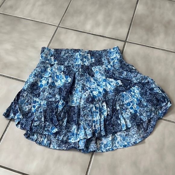 aerie Dresses & Skirts - Aerie | Blue Printed Floral Gauze High Low Mini Skirt | Small
